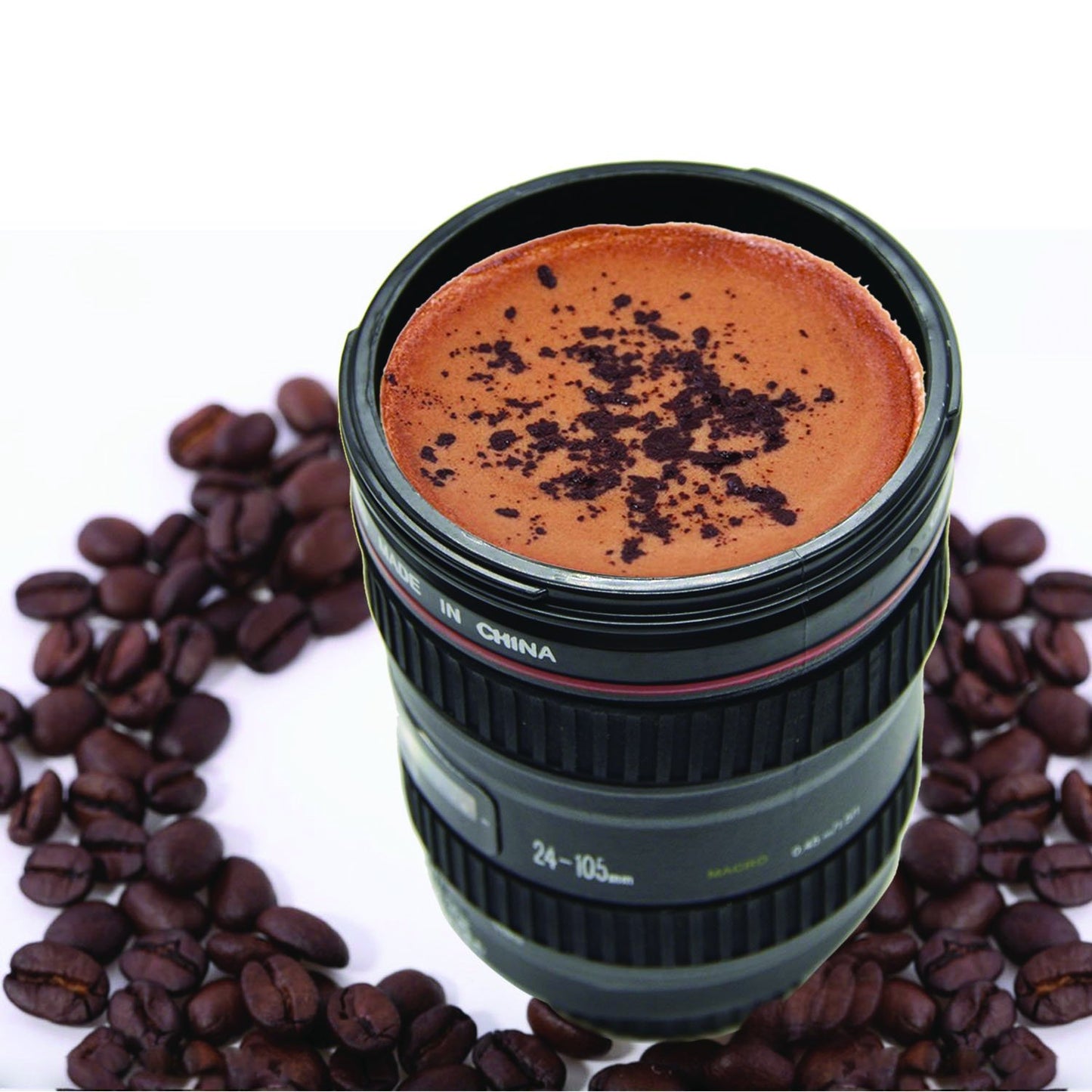 Camera Lens Shaped Coffee Mug Flask with Lid | Unique Drinkware for Photography Lovers
