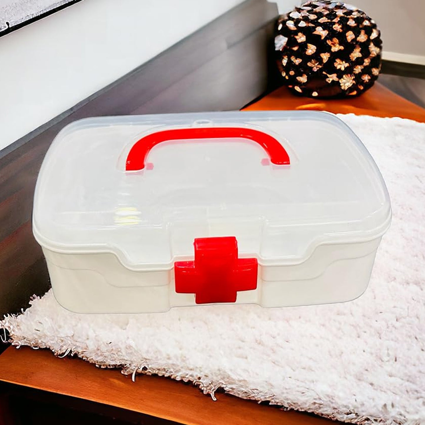3-Compartment Medical Storage Box – First Aid Organizer with Handle & Detachable Tray