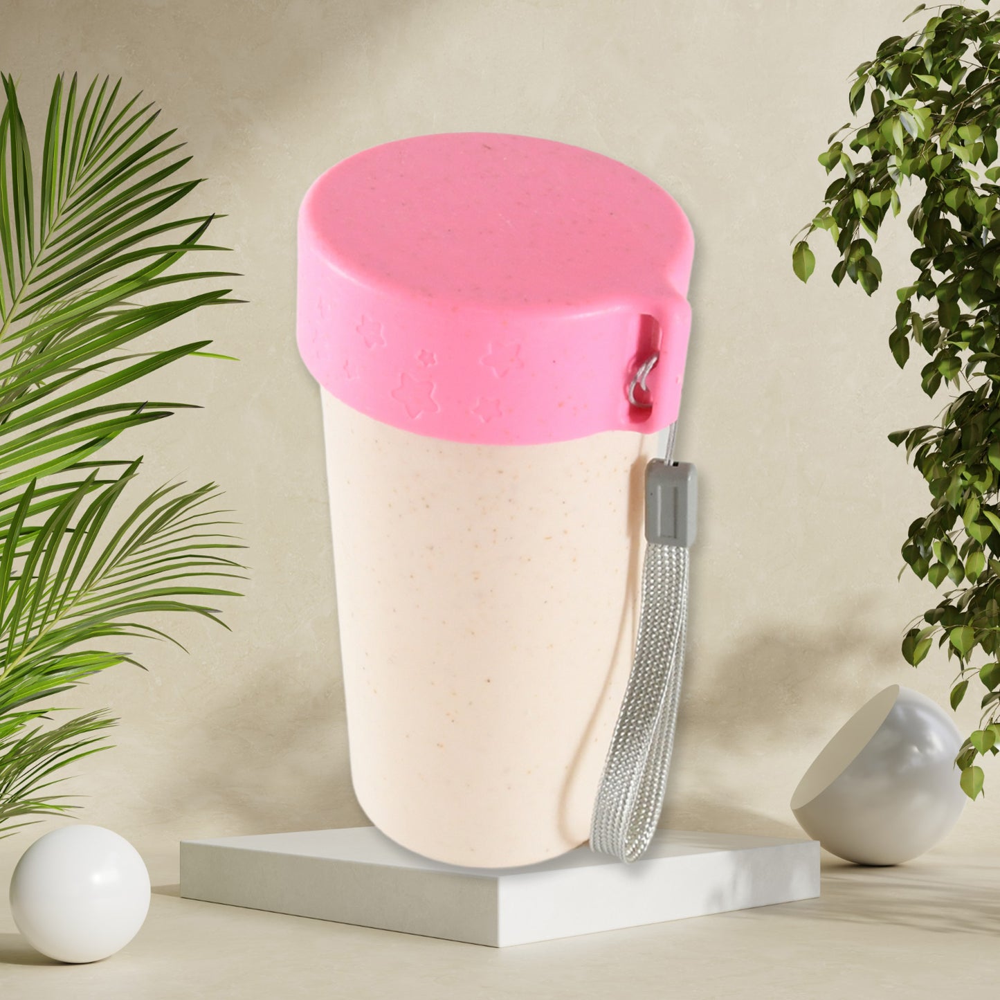 300ml Portable Travel Coffee Cup – Eco-Friendly Wheat Straw Mug with Lid