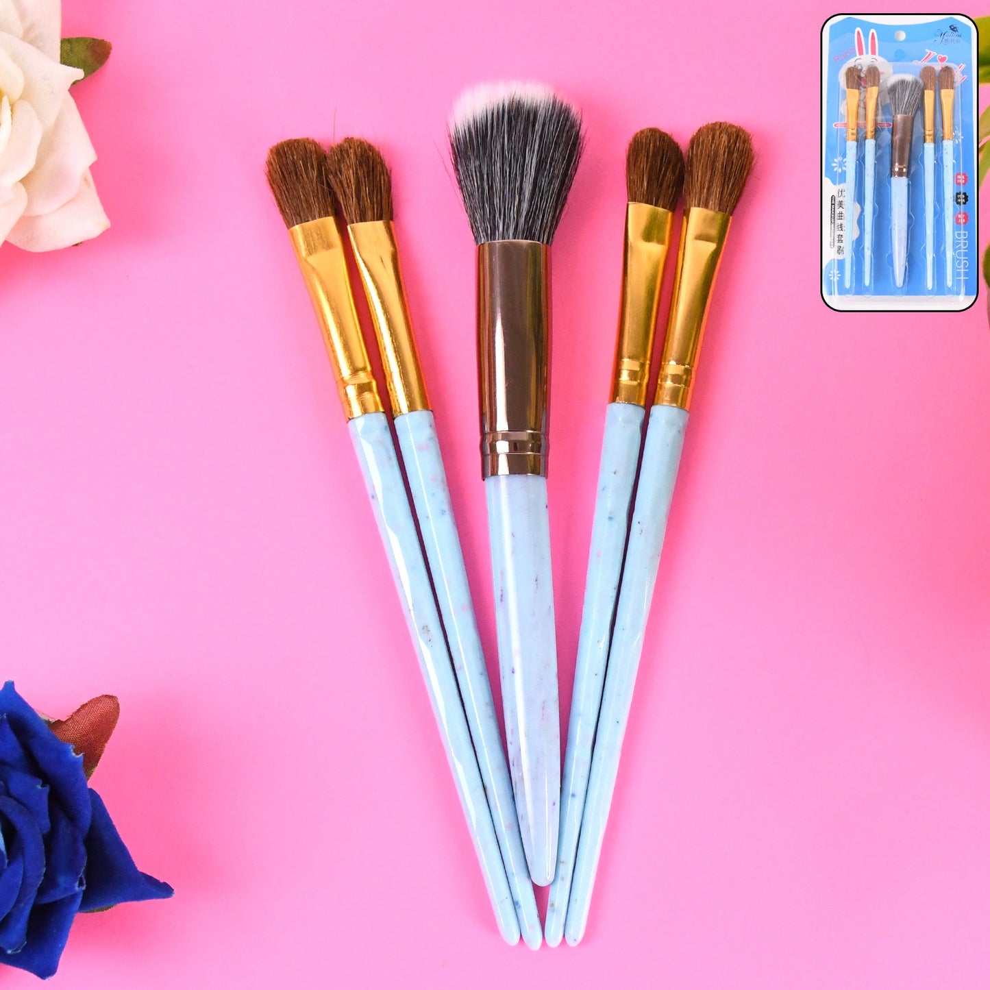 5pc Makeup Brush Tools Kit (5 Pcs Set Mix Color)