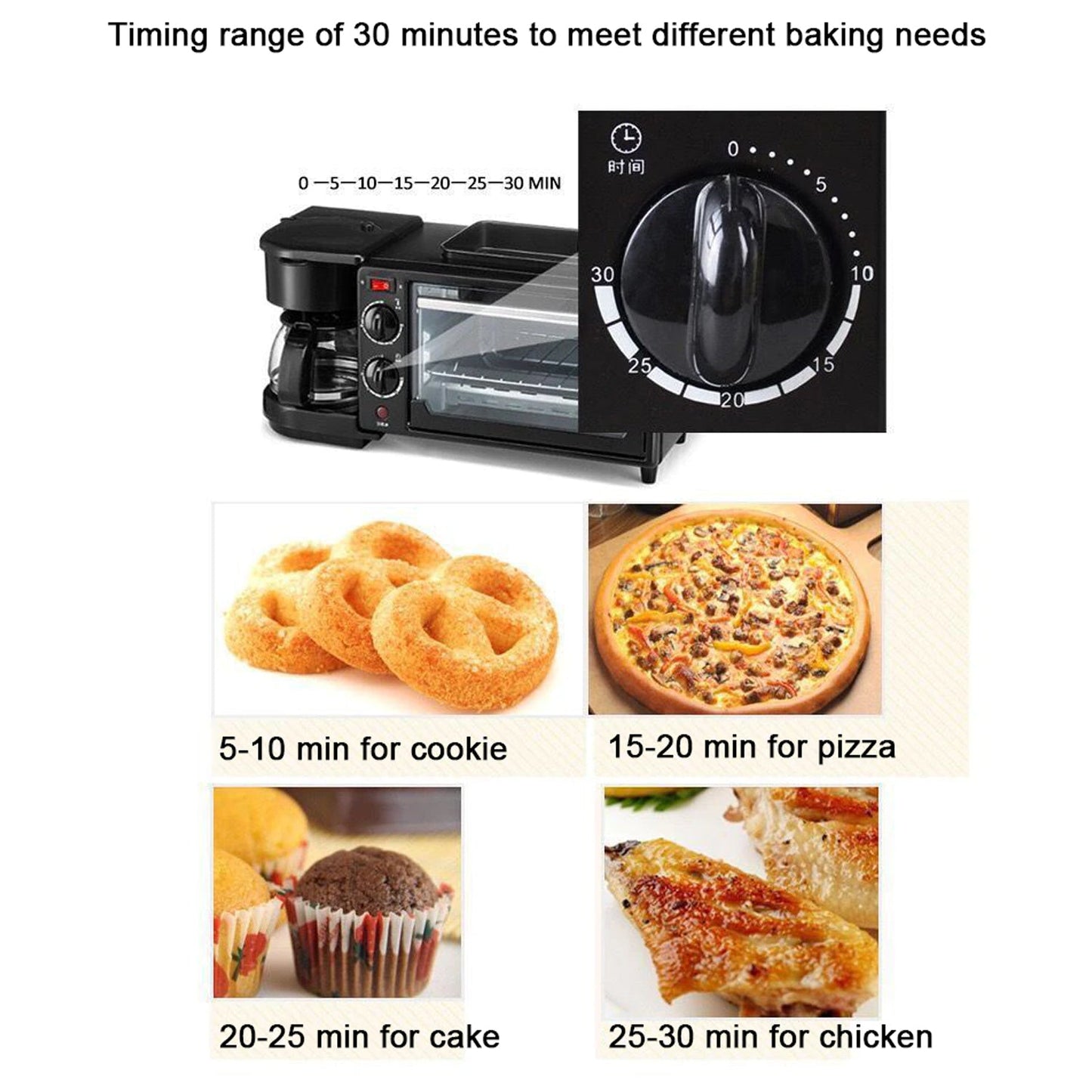2788 3 In 1 Breakfast Maker Portable Toaster Oven Grill Pan Coffee Maker Full Breakfast Ready At One Go - Chestore