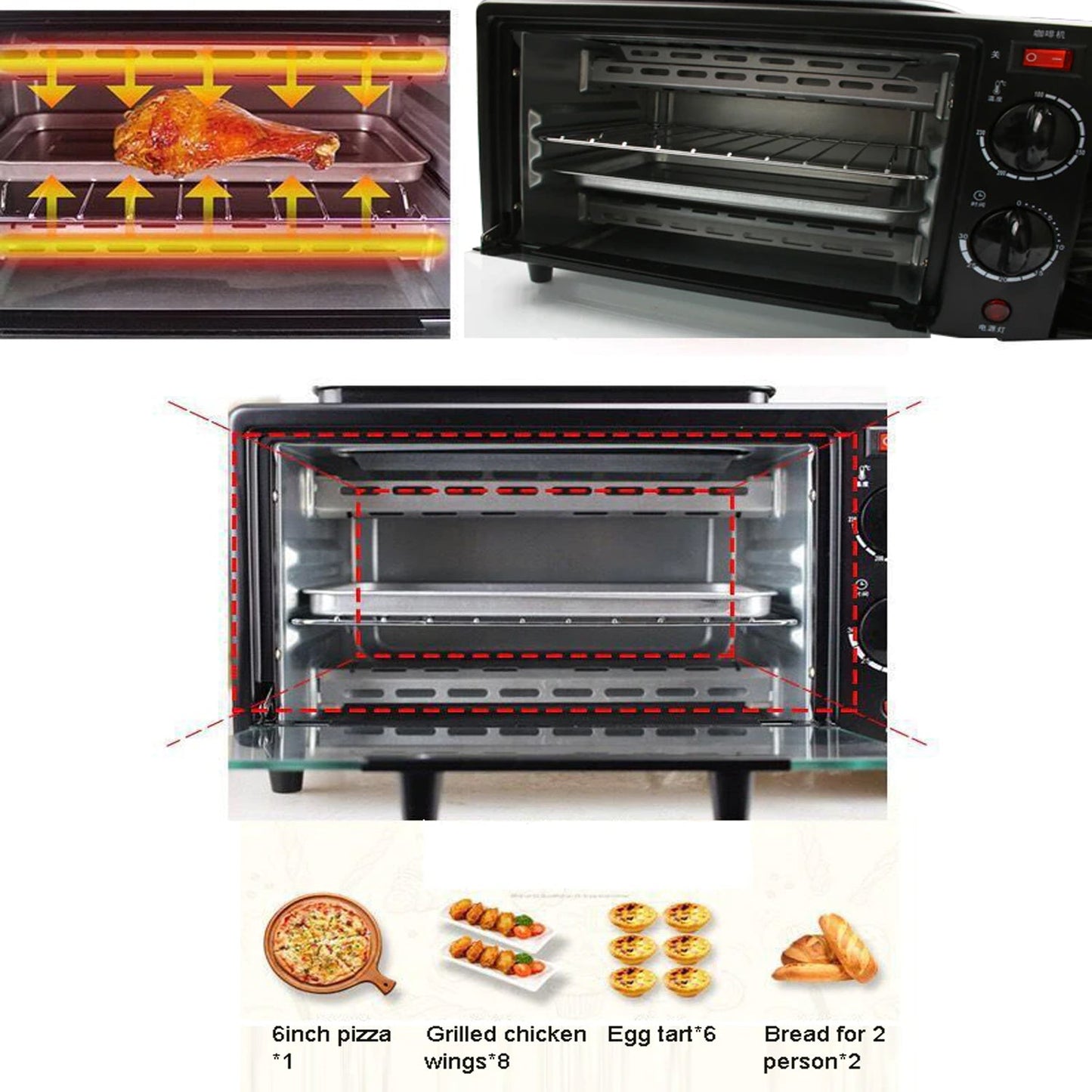 2788 3 In 1 Breakfast Maker Portable Toaster Oven Grill Pan Coffee Maker Full Breakfast Ready At One Go - Chestore