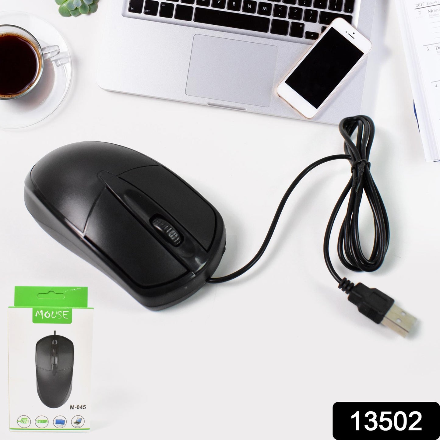 M-045 Wired Optical Mouse for Laptop & PC | Ergonomic USB Mouse – 1 Pc