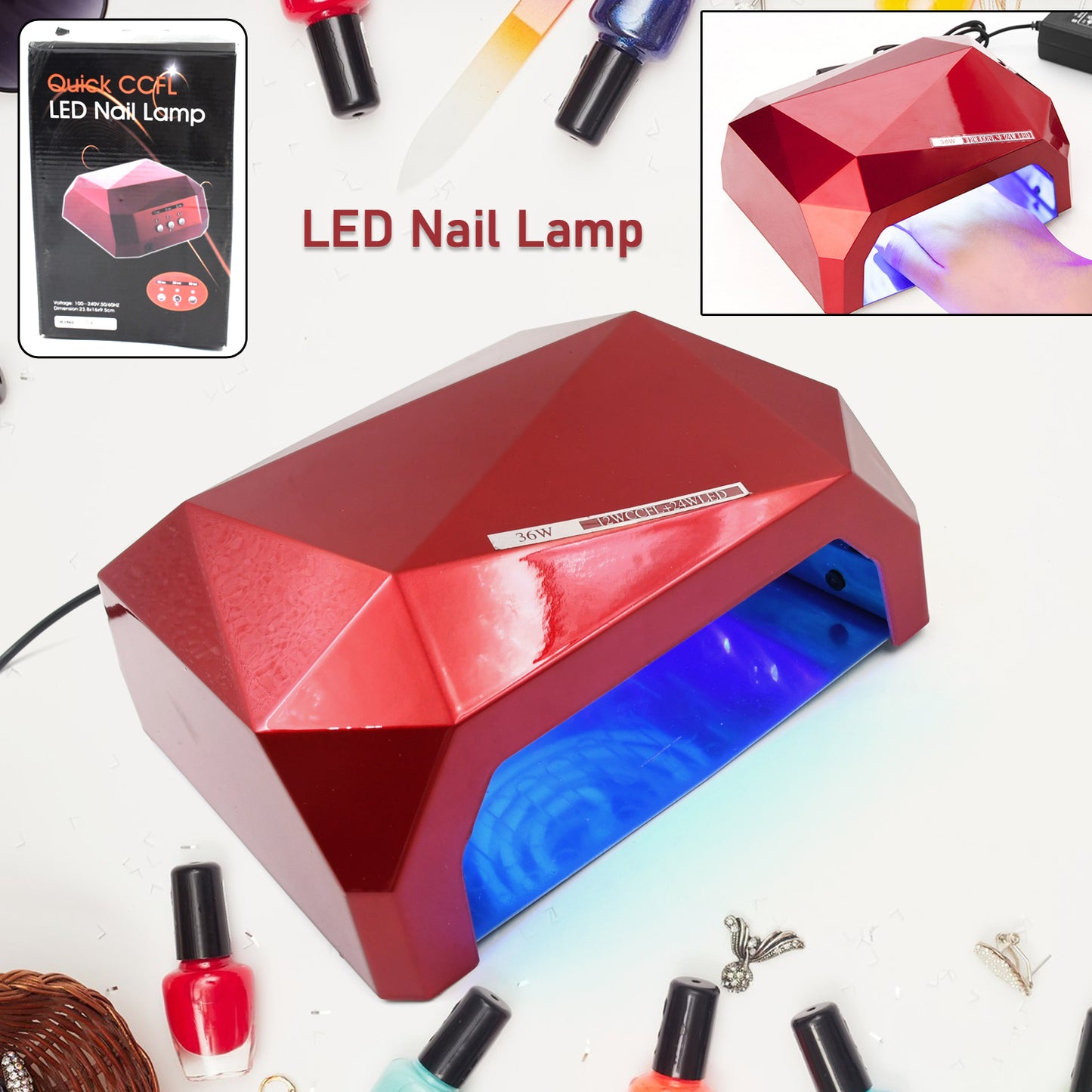36W LED Nail Dryer – UV Gel Nail Polish Curing Lamp | Diamond Shape Design