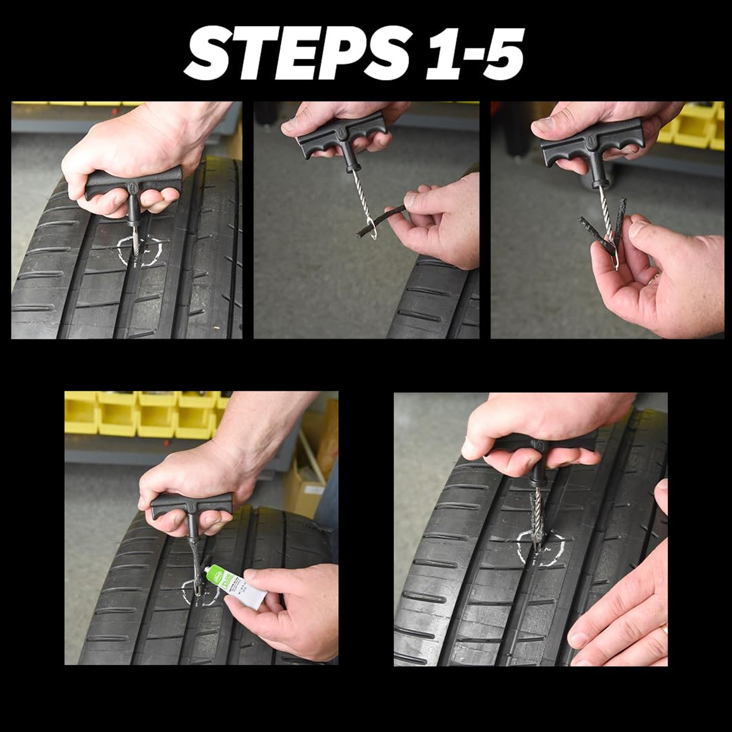 Brown Tyre Puncture Seal Strips – 5 PCS Emergency Tubeless Repair Plugs 🛞🟤🛠️