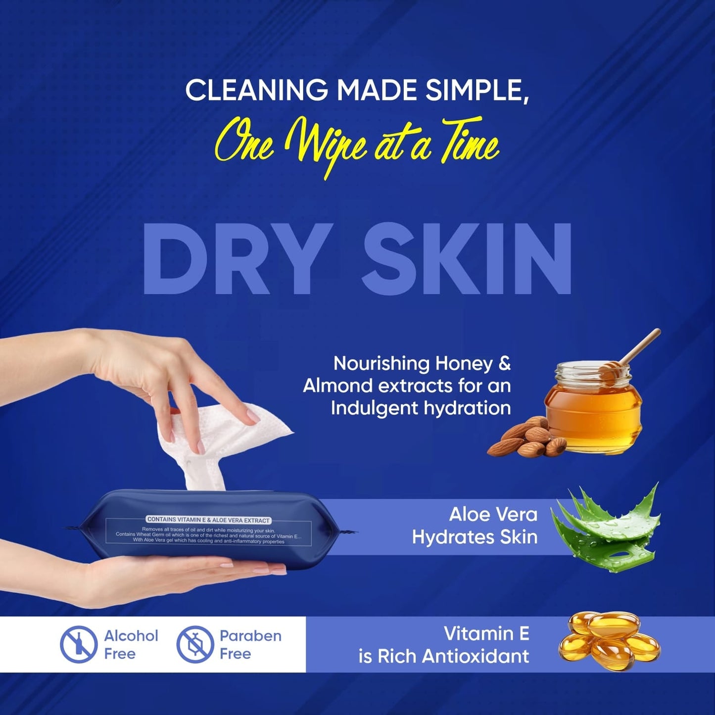 Beautiful Basics Dry Oily Sensitive Normal Skin Face Wipes (4 Pkts X 100 Pcs Wipes)