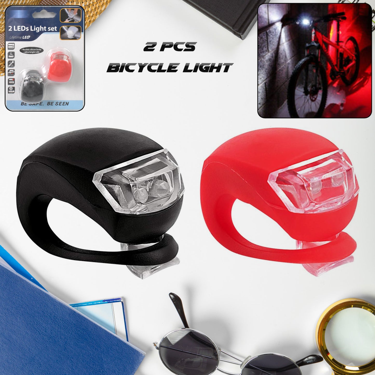 Silicone LED Bike Light Set β Front & Rear Safety Lights (2 PCS) π΄ββοΈπ‘π