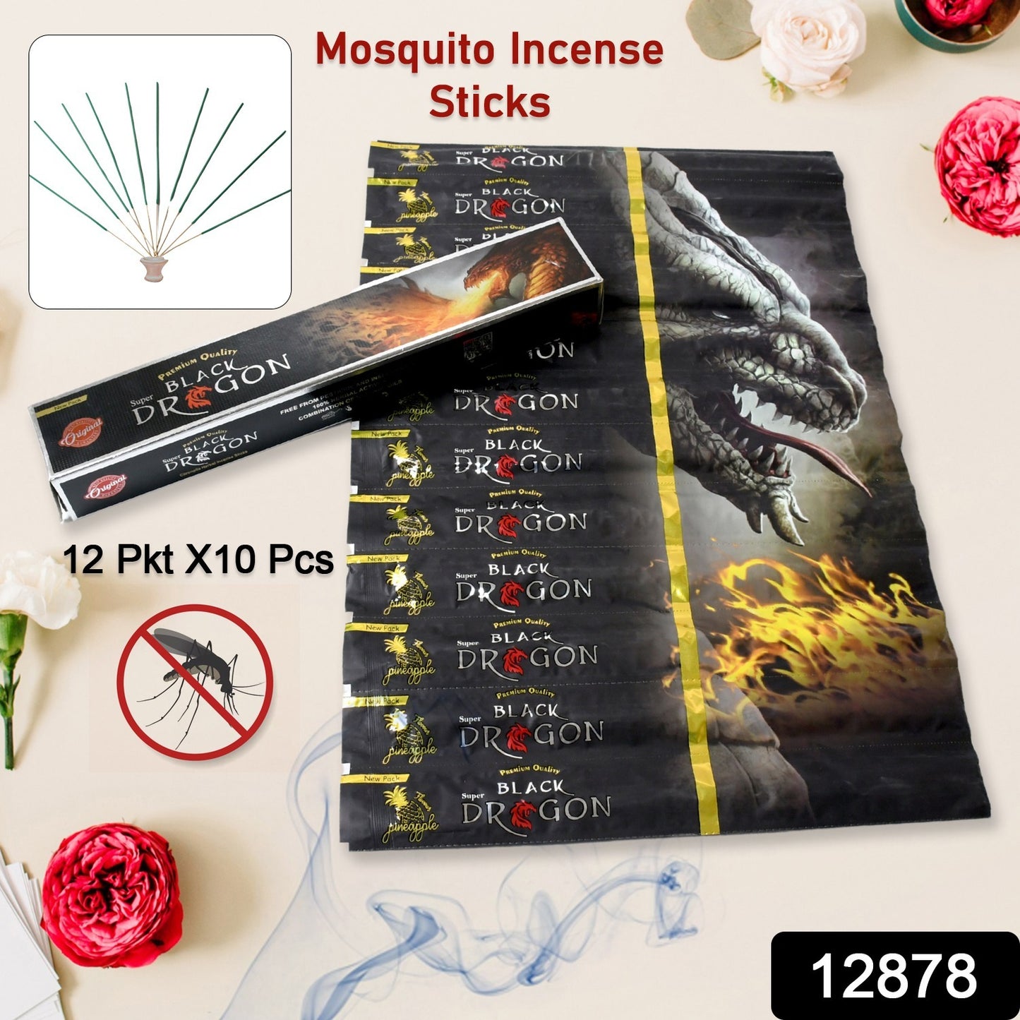Herbal Mosquito Agarbatti Sticks – Natural Insect Repellent Incense | 1 Box (120 Sticks)