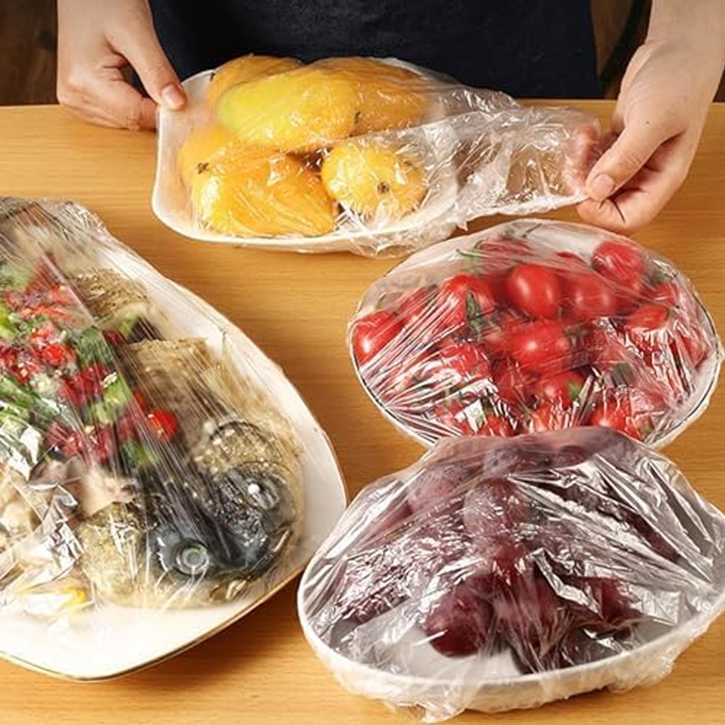 Small Disposable Elastic Food Storage Covers – 100 Pcs Set | Fresh & Spill-Proof 🥗🛡️