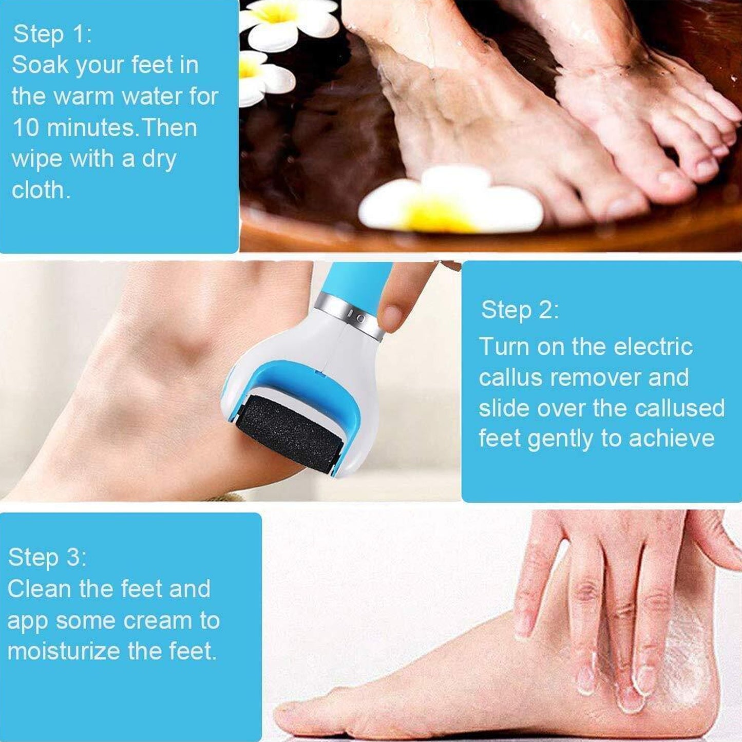 Electric Dry Foot File Callus Remover – Smooth Feet in Minutes | Dead Skin Remover for Heels & Soles
