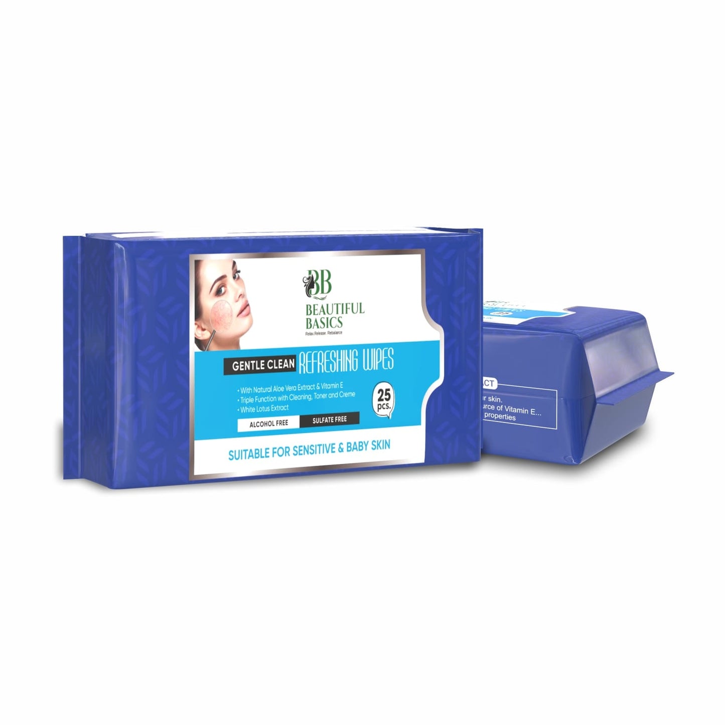 Refreshing Facial Wet Wipes – Alcohol-Free, Hydrating & pH-Balanced with Fruit Extracts – 25 Wipes