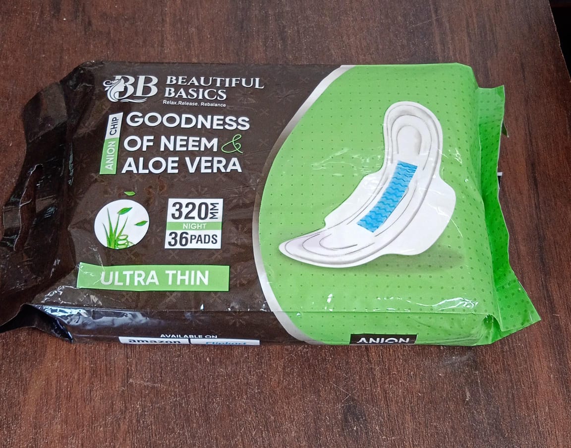 Neem & Aloe Vera Sanitary Pads – Ultra-Thin, 320mm with Anion Chip, 5X Absorbency – 36 Pads