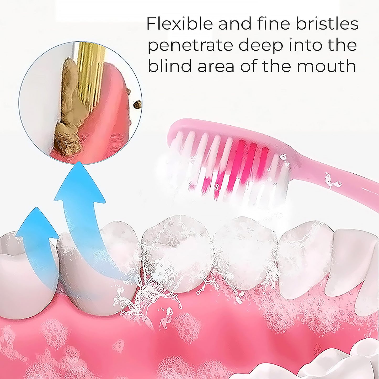 2-in-1 Toothbrush with Tongue Scraper – Soft Bristle, Long Handle (8-Piece Set)