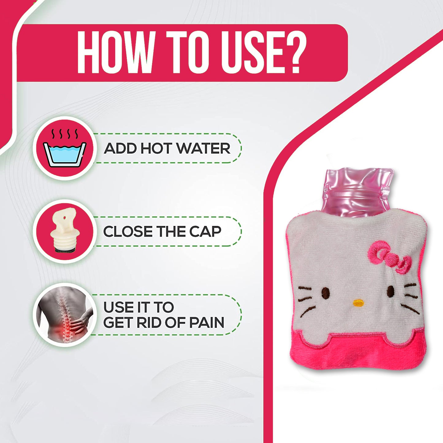 Hello Kitty Small Hot Water Bag – Pain Relief & Warmer for Cramps, Neck & Hands