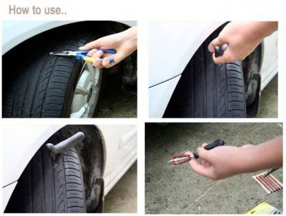 Tubeless Tyre Puncture Repair Kit โ Full Set with Nose Pliers & Rubber Cement
