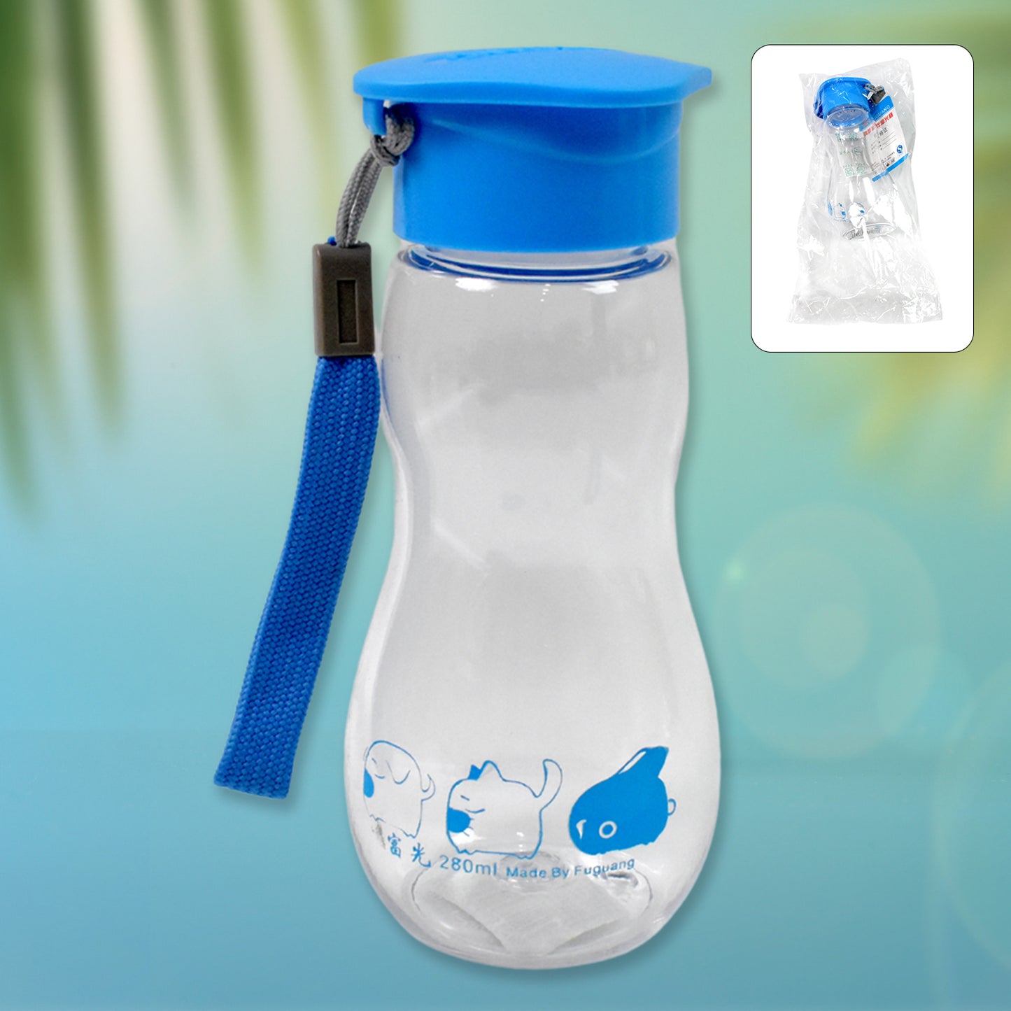 Transparent Travel Water Bottle with Carry Strap β 280ml