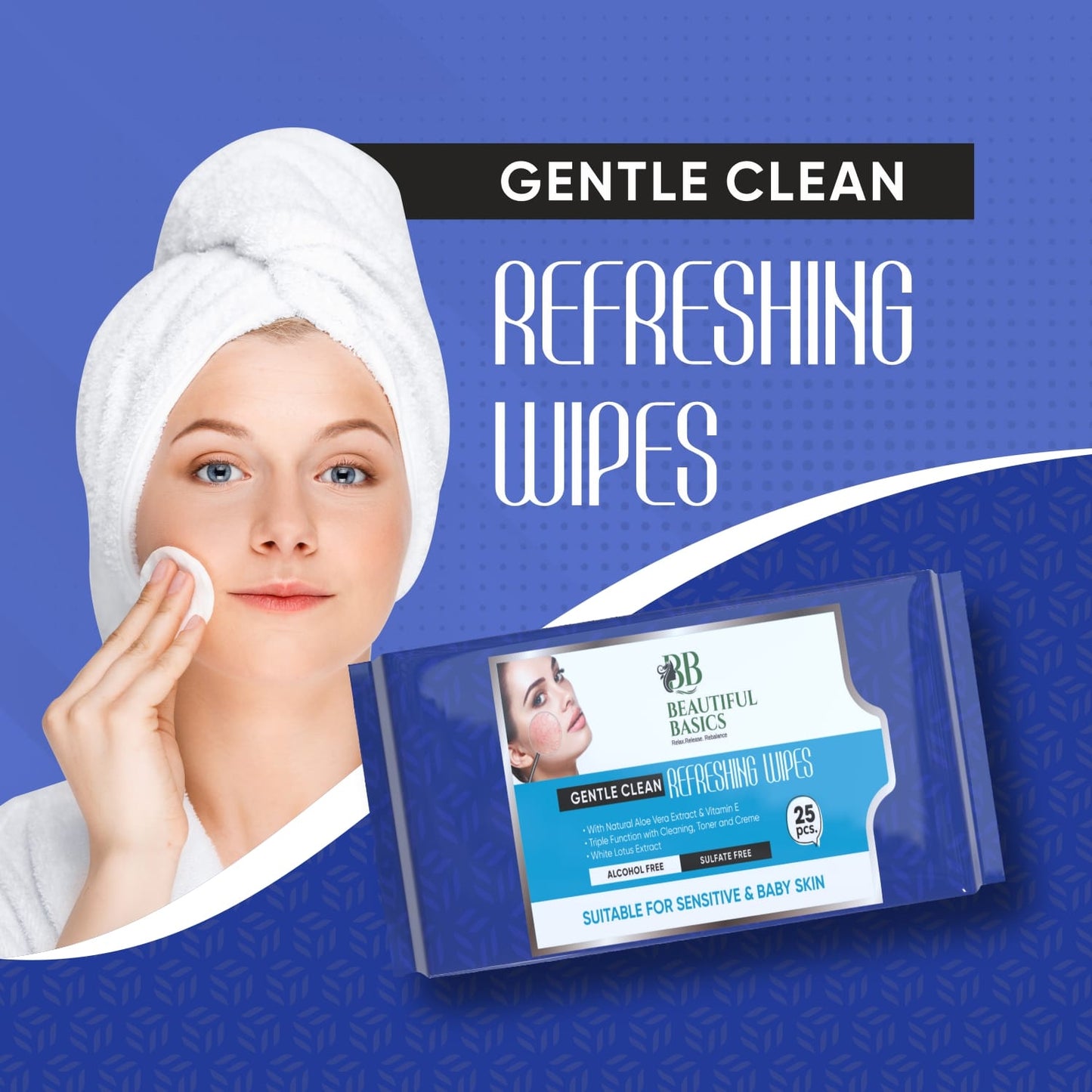 Refreshing Facial Wet Wipes – Alcohol-Free, Hydrating & pH-Balanced with Fruit Extracts – 25 Wipes