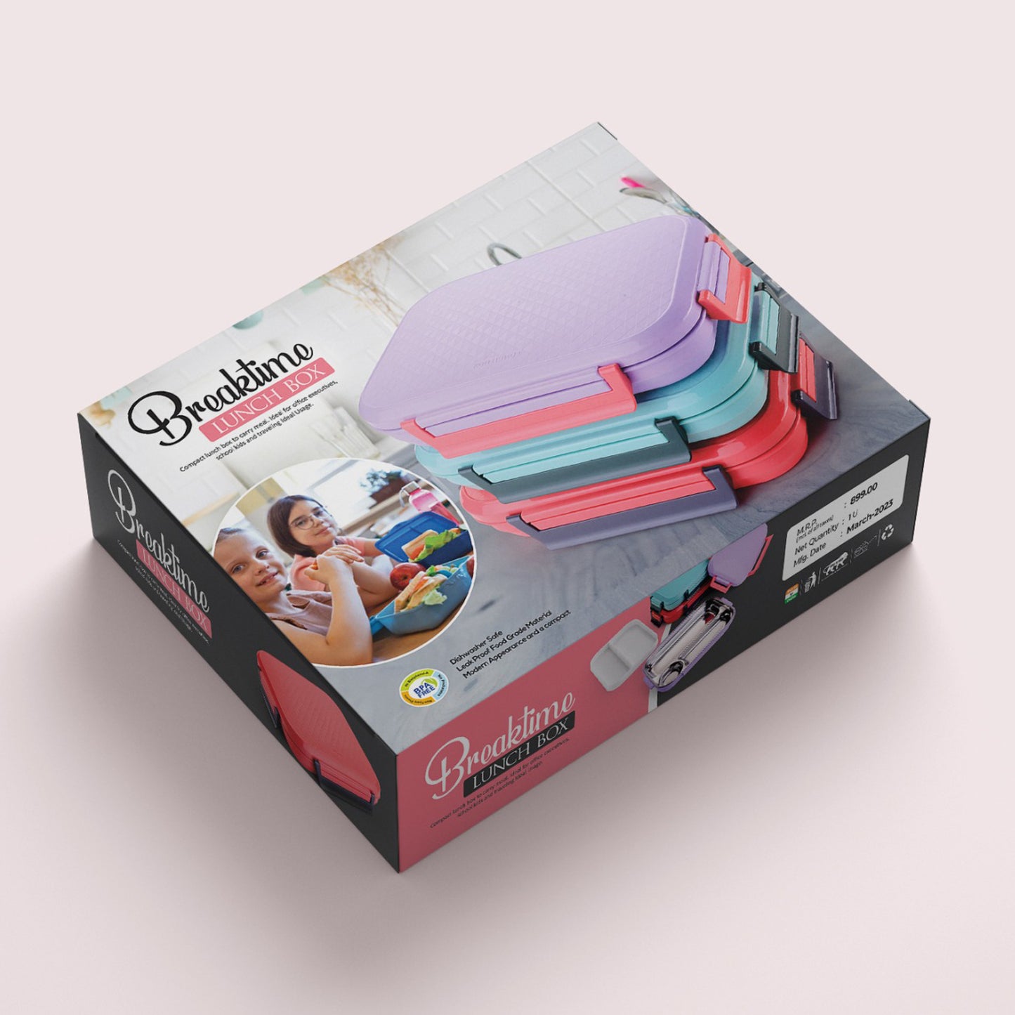 High-Quality Plastic & Steel Lunch Box โ Perfect for Kids' School Meals ๐๐ฑ