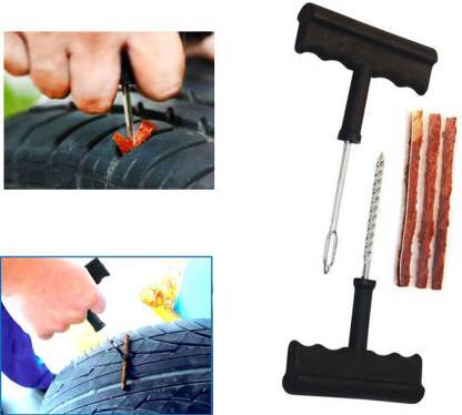 Tubeless Tyre Puncture Repair Kit โ Full Set with Nose Pliers & Rubber Cement