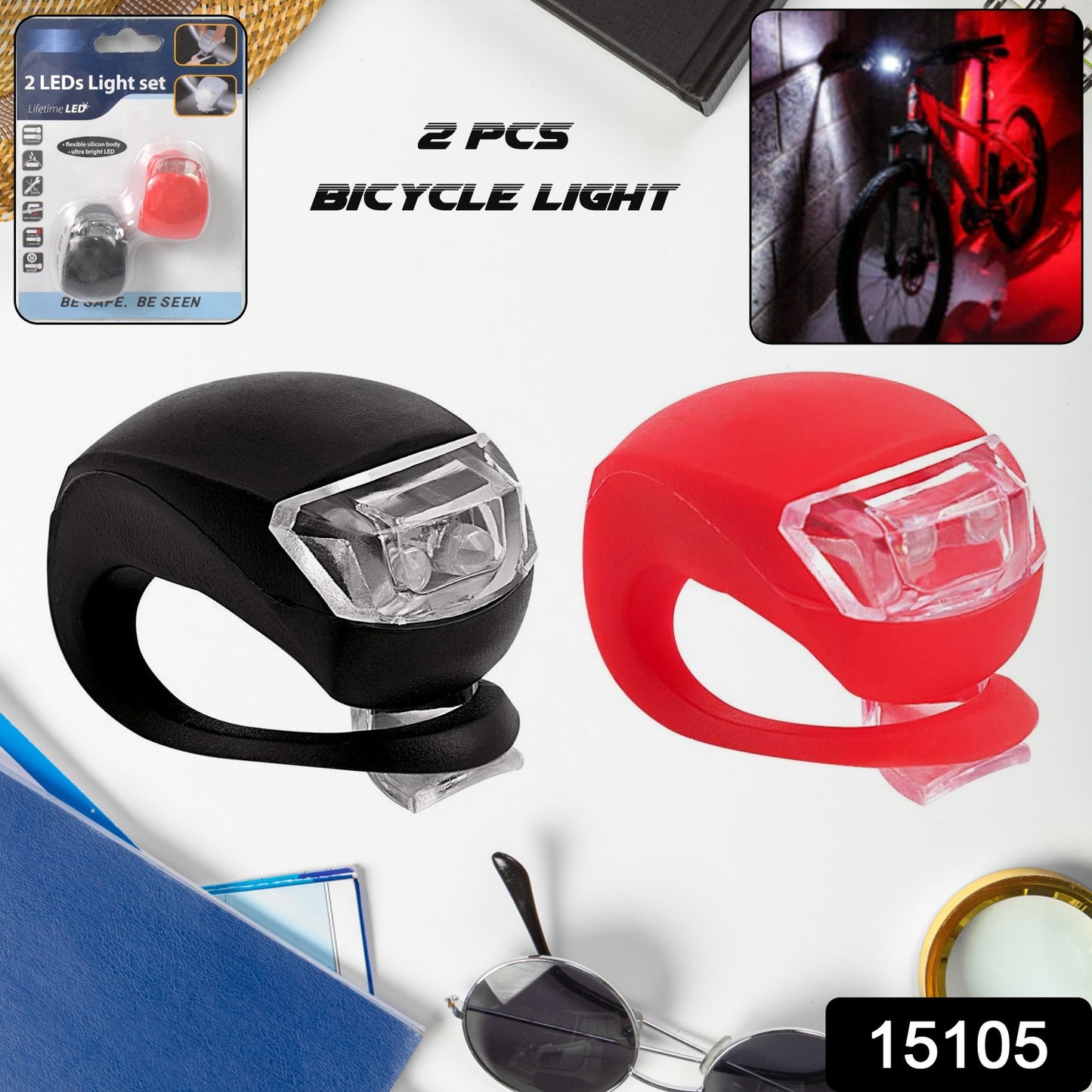 Silicone LED Bike Light Set β Front & Rear Safety Lights (2 PCS) π΄ββοΈπ‘π