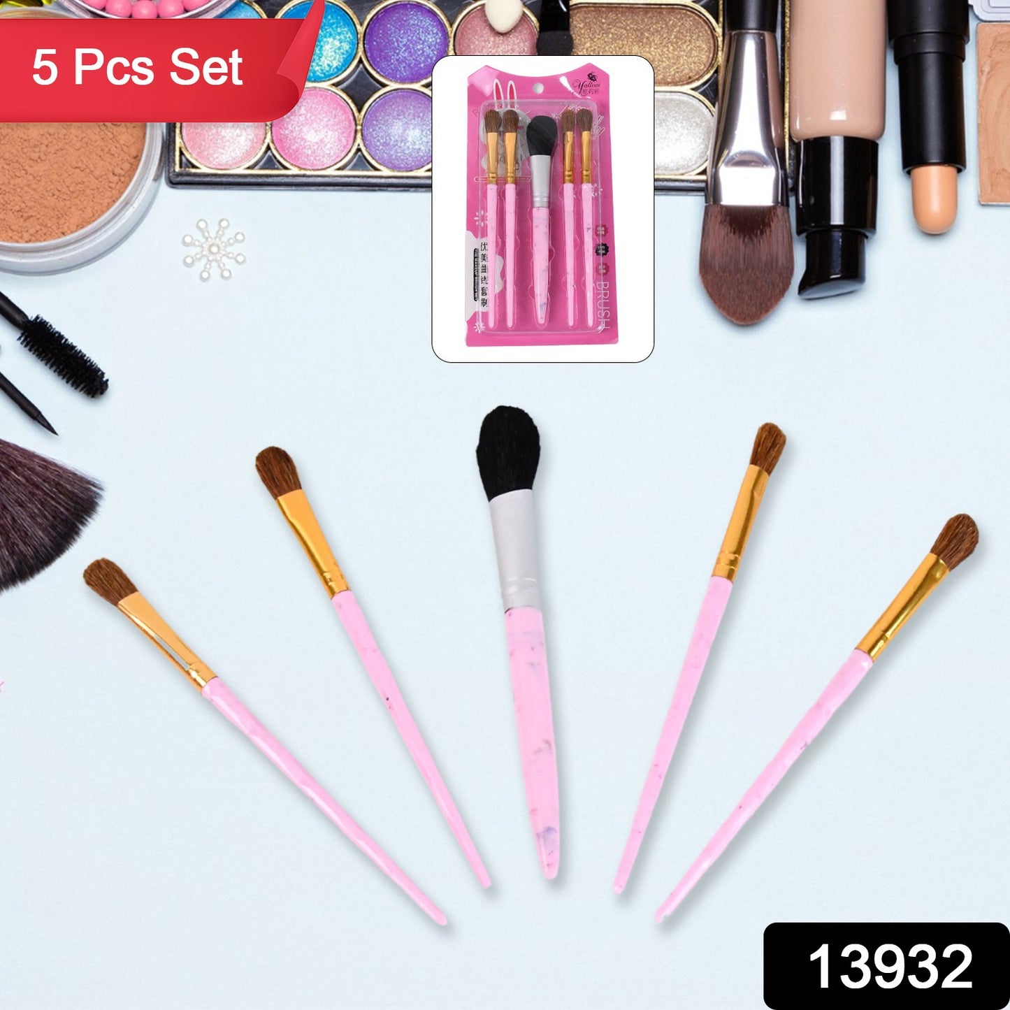 5pc Makeup Brush Tools Kit (5 Pcs Set Mix Color)