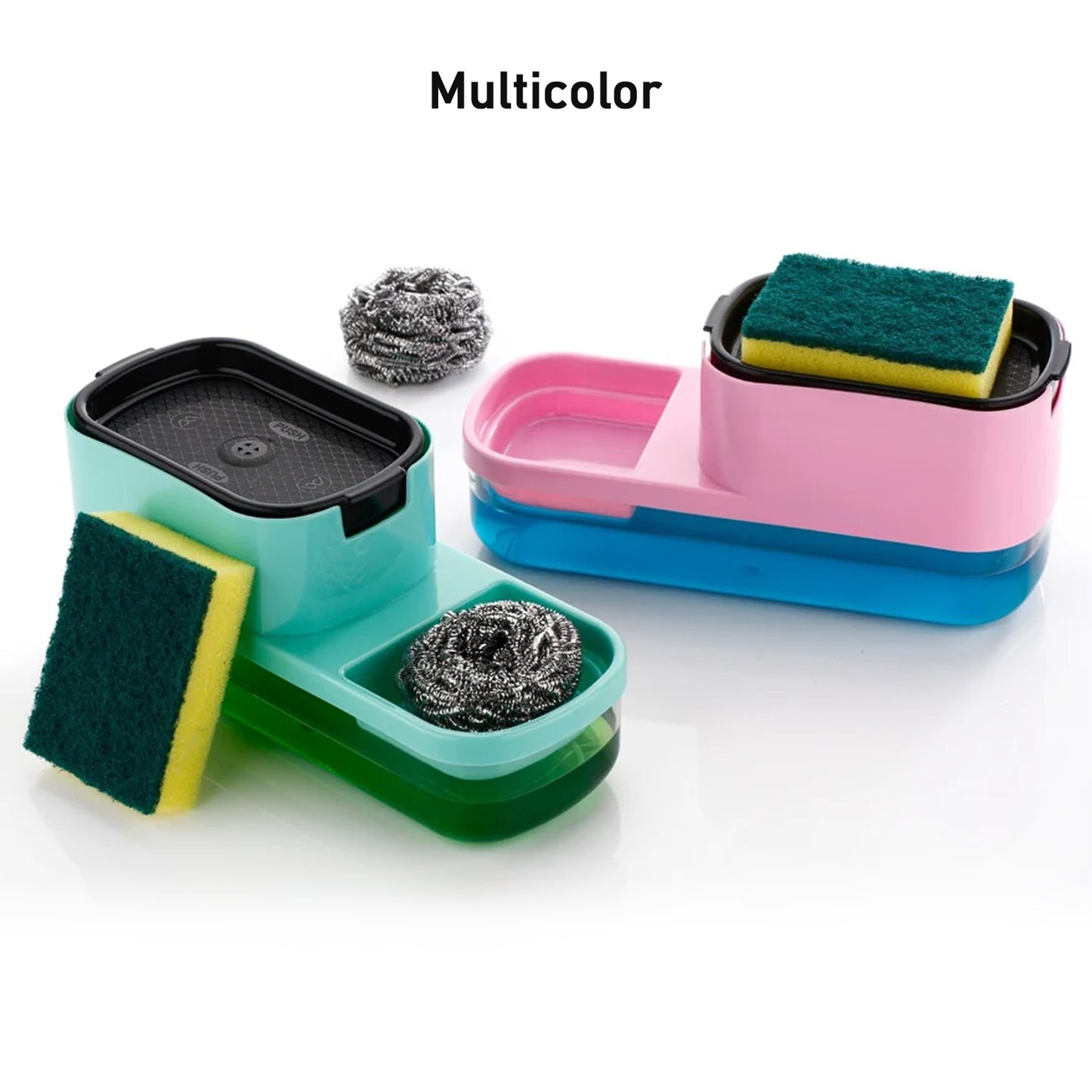 🧽 2-in-1 Dish Soap Dispenser with Sponge Holder – Plastic (1 Set)