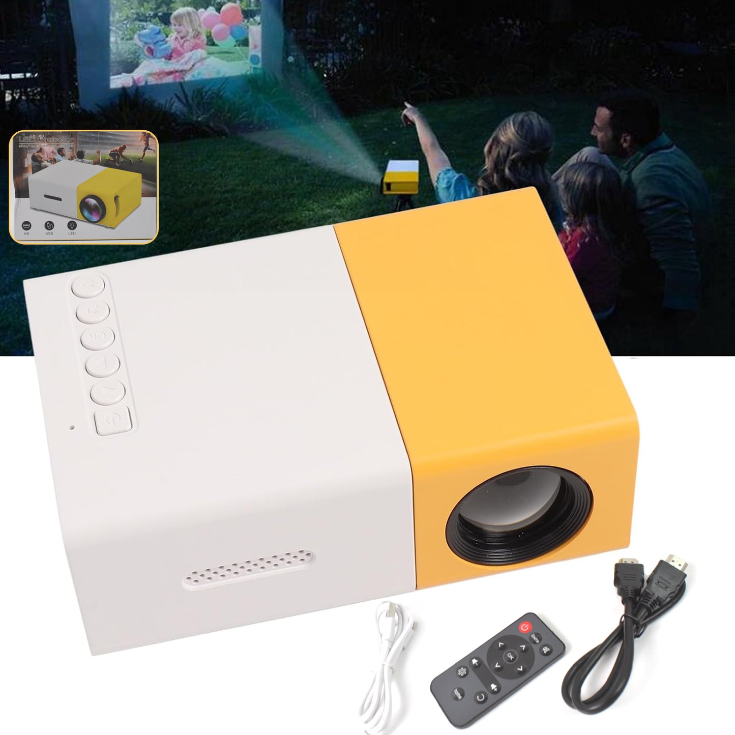 Mini Movie Projector LCD Screen – Portable Compact Projector for Home and Outdoor Use | 1 PC
