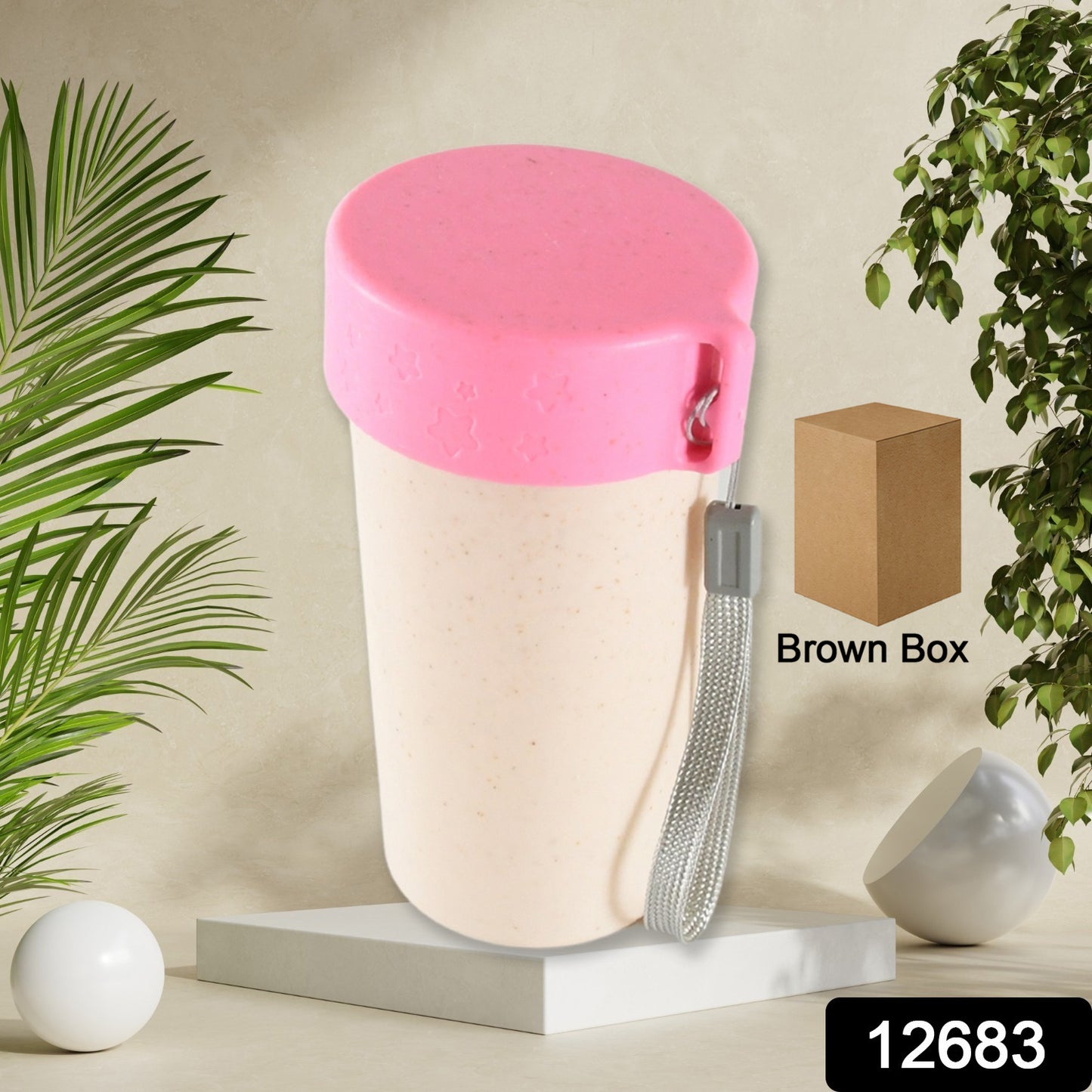 300ml Portable Travel Coffee Cup – Eco-Friendly Wheat Straw Mug with Lid
