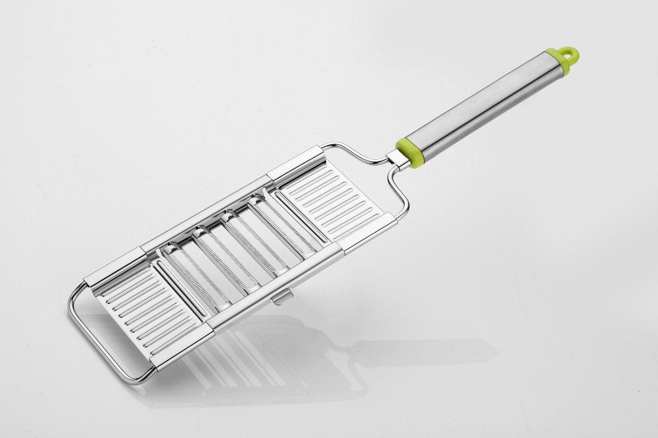 6-in-1 Stainless Steel Kitchen Chopper, Cutter, Slicer & Grater with Handle
