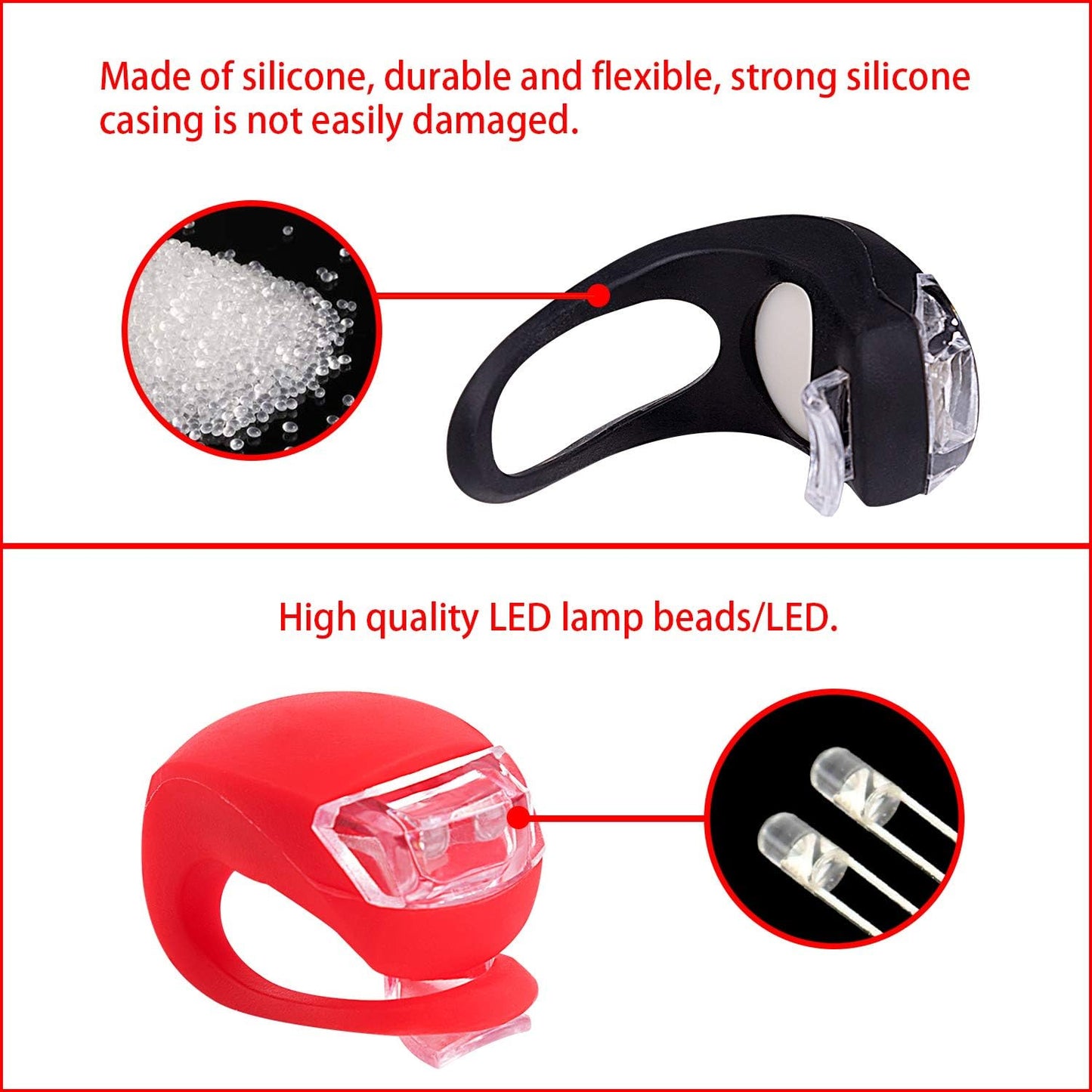 Silicone LED Bike Light Set β Front & Rear Safety Lights (2 PCS) π΄ββοΈπ‘π