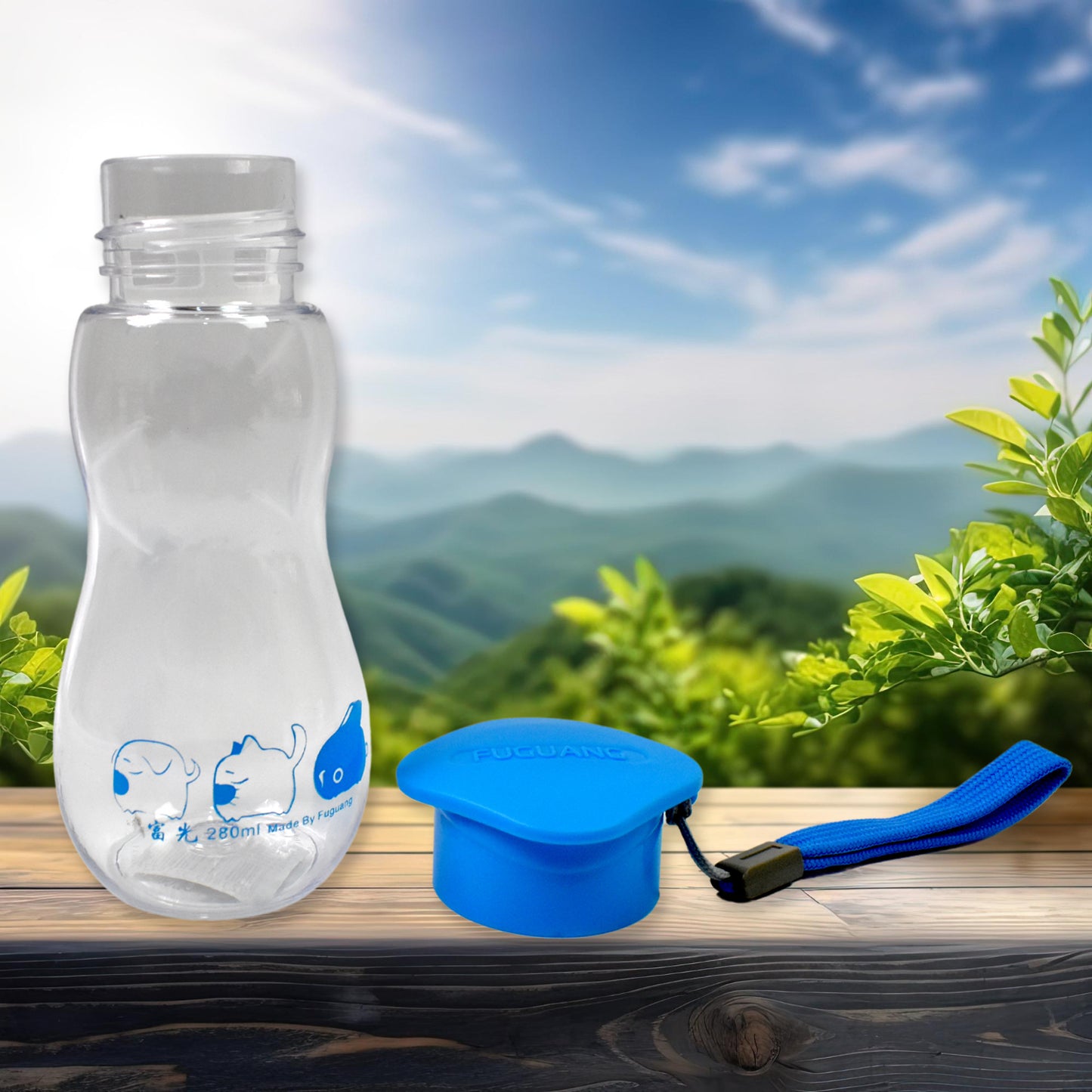 Transparent Travel Water Bottle with Carry Strap β 280ml