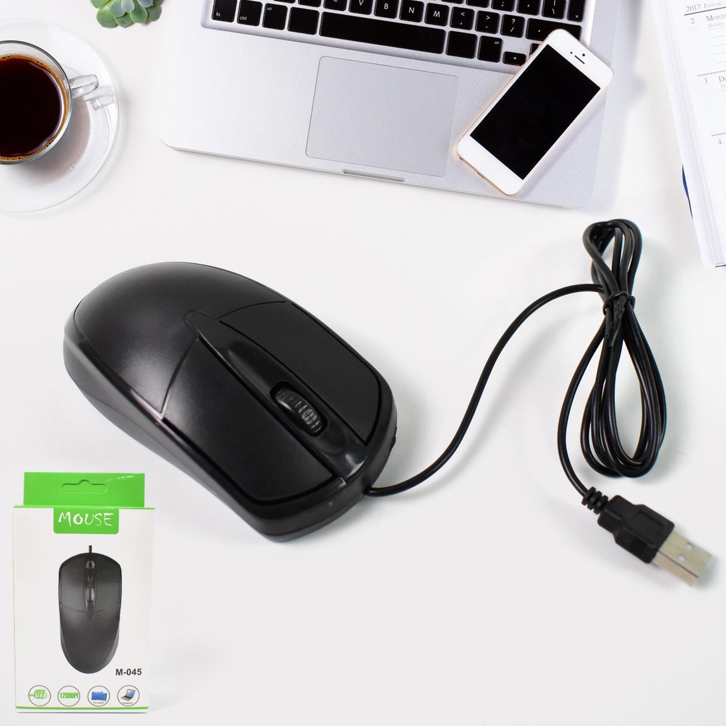 M-045 Wired Optical Mouse for Laptop & PC | Ergonomic USB Mouse – 1 Pc