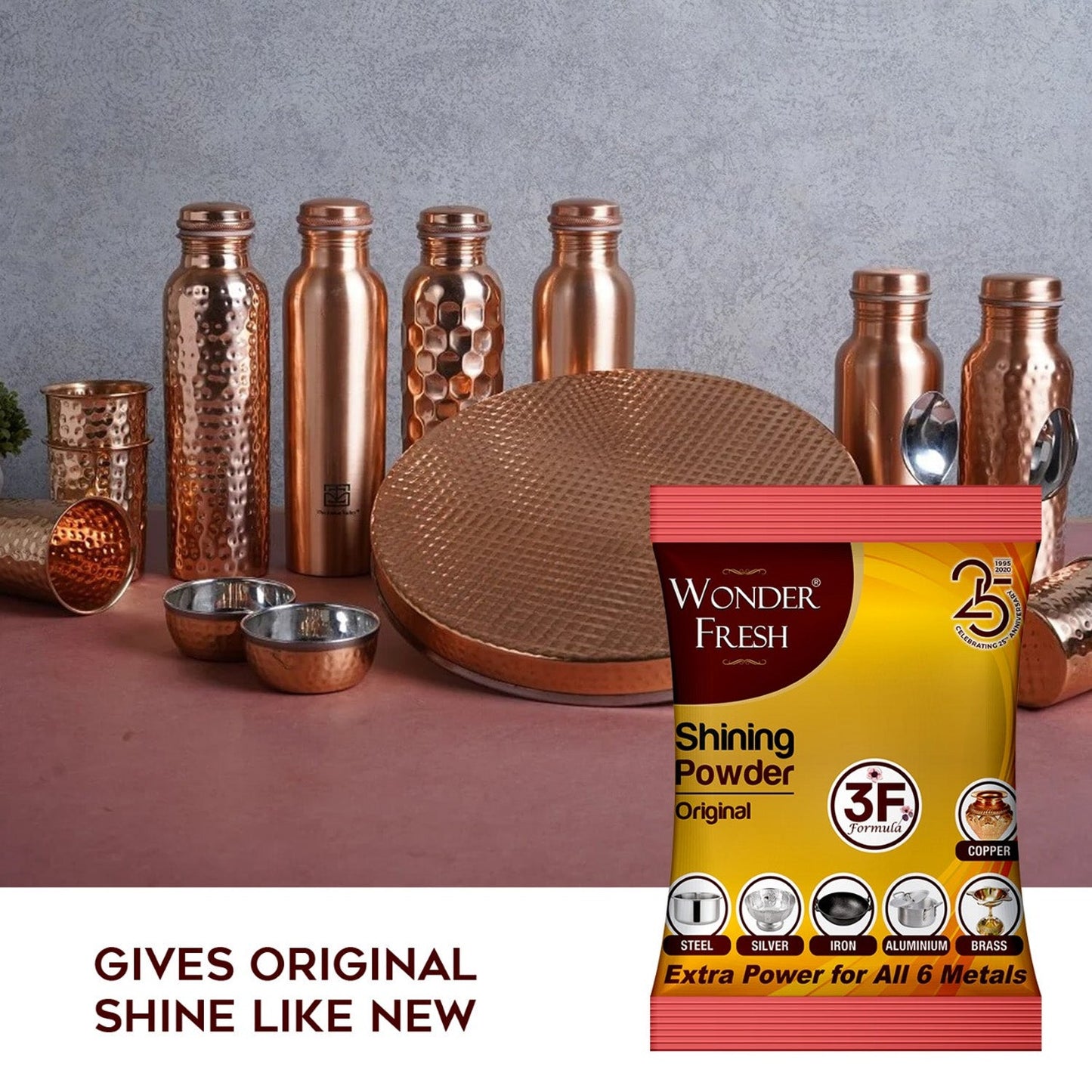 Shining Powder - Cleans & Polishes Copper, Brass, Silver, Aluminum, Iron & Steel – 200 gm - Chestore