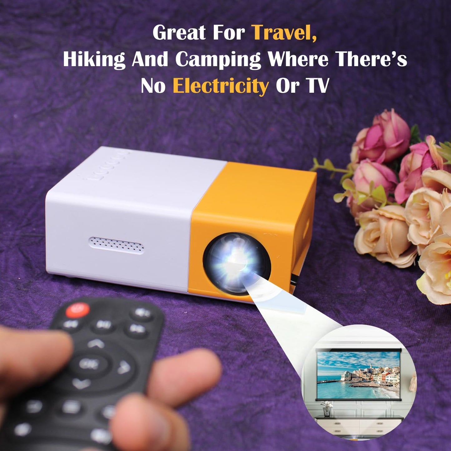 Mini Movie Projector LCD Screen – Portable Compact Projector for Home and Outdoor Use | 1 PC