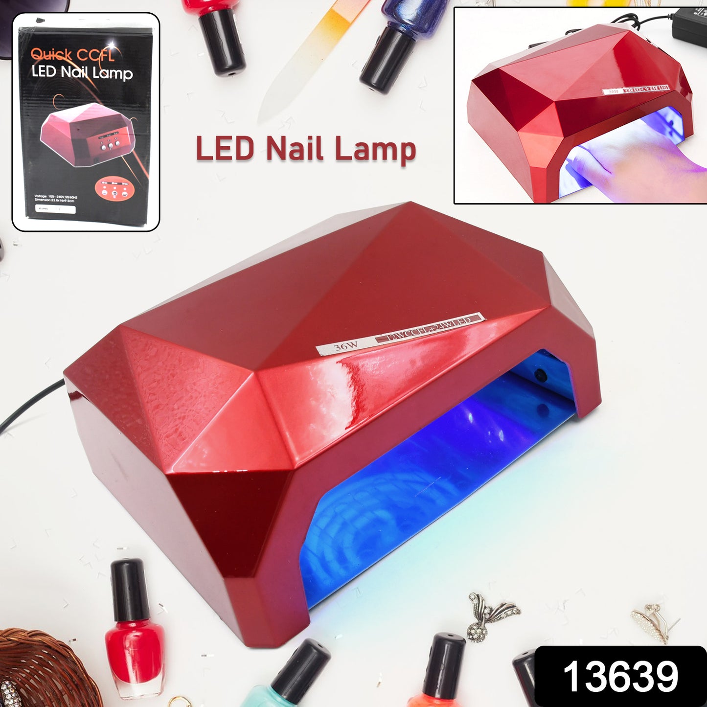 36W LED Nail Dryer – UV Gel Nail Polish Curing Lamp | Diamond Shape Design