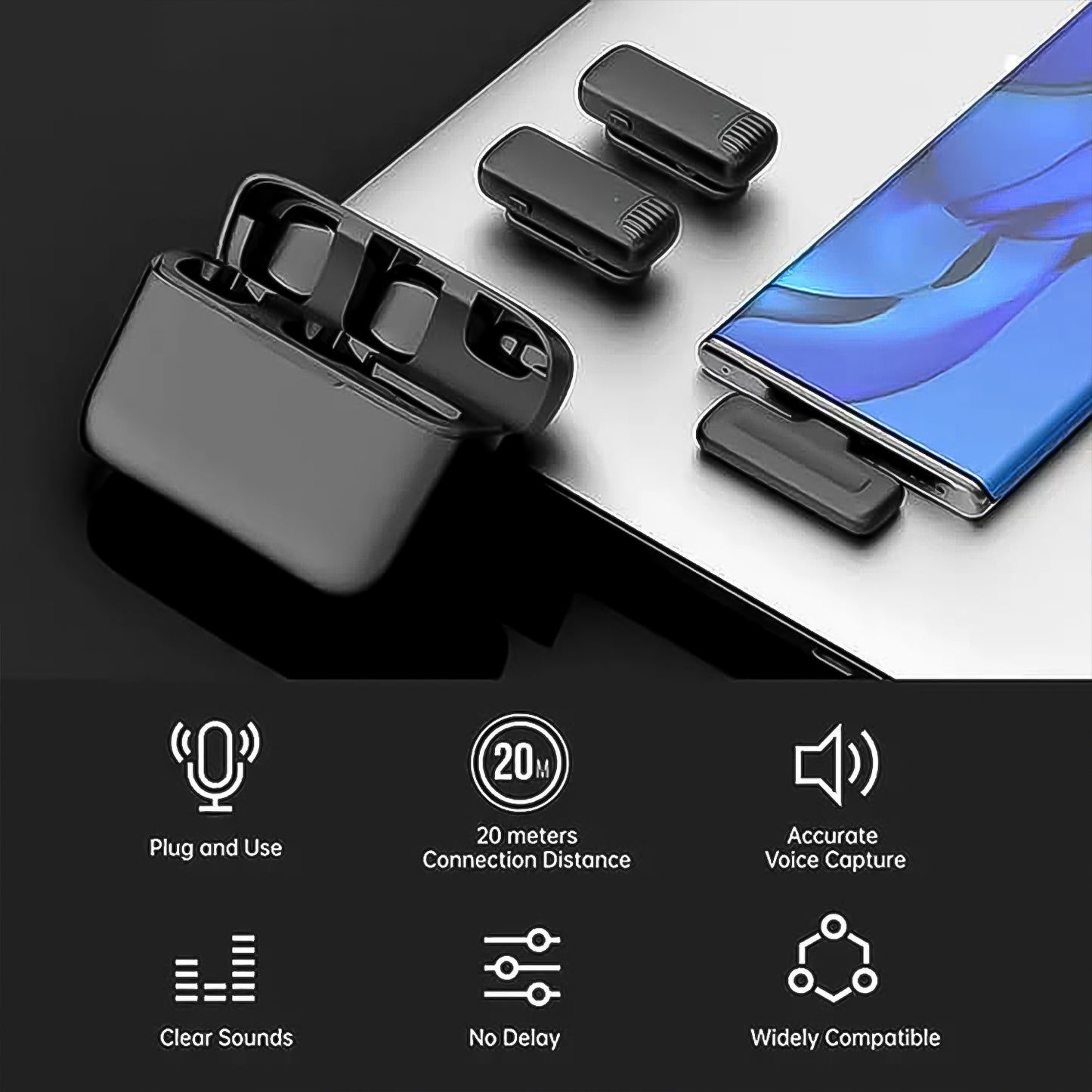 Wireless Microphones Collar Mic for All Smartphones (Type-C) – High-Quality Sound | 1 Set