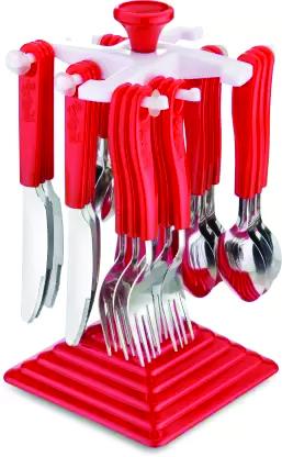 24-Piece Stainless Steel Premium Cutlery Set with Stand – Elegant & Durable Dining Essentials