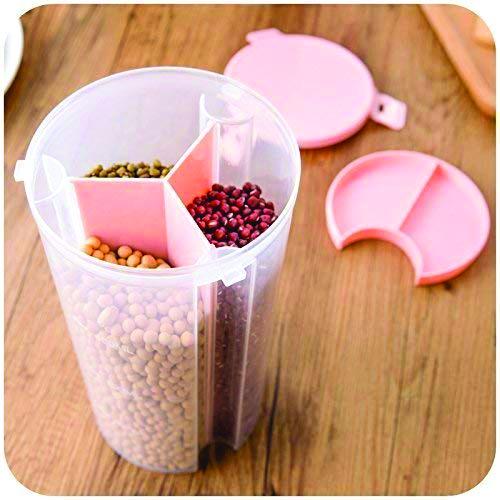 3-in-1 Transparent Airtight Storage Dispenser Container | Multi-Compartment Food Organizer