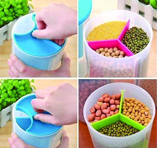 3-in-1 Transparent Airtight Storage Dispenser Container | Multi-Compartment Food Organizer