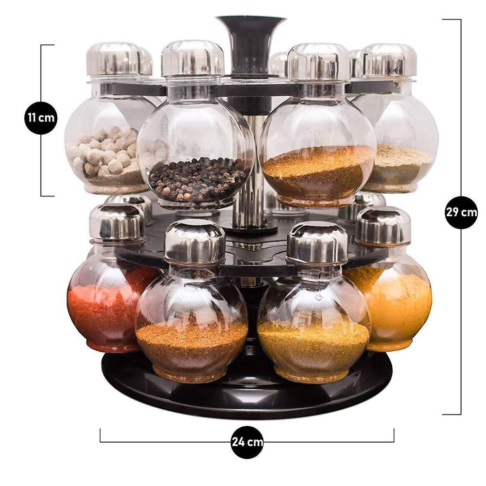 Multipurpose Revolving Plastic Spice Rack Set – 16-Piece Spice Organizer for Kitchen