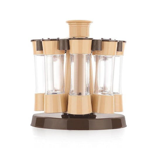 360° Revolving Spice Rack with 8 Spice Jars – Stylish Kitchen Organizer