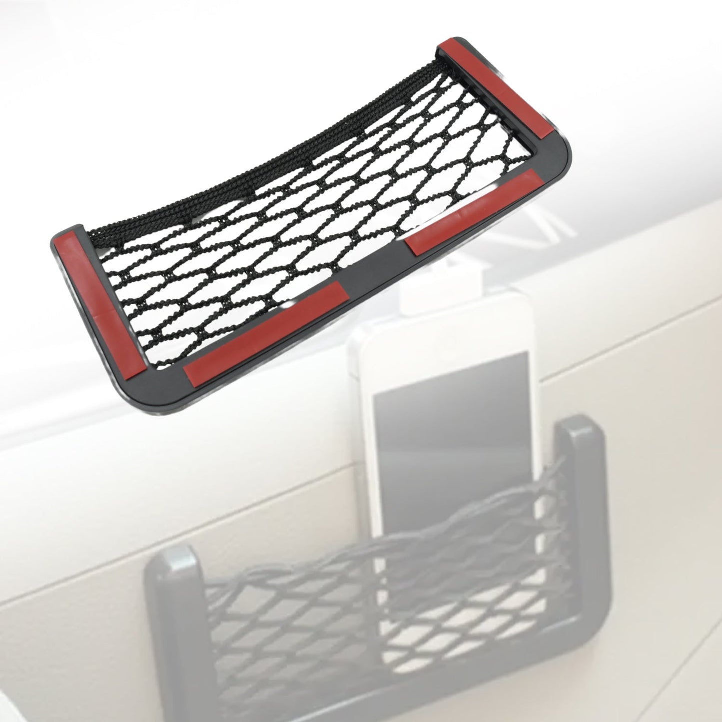 Car Side Seat Storage Net Organizer – Stick-On Mesh Pocket for Phone, Purse & More 🚗📱👜