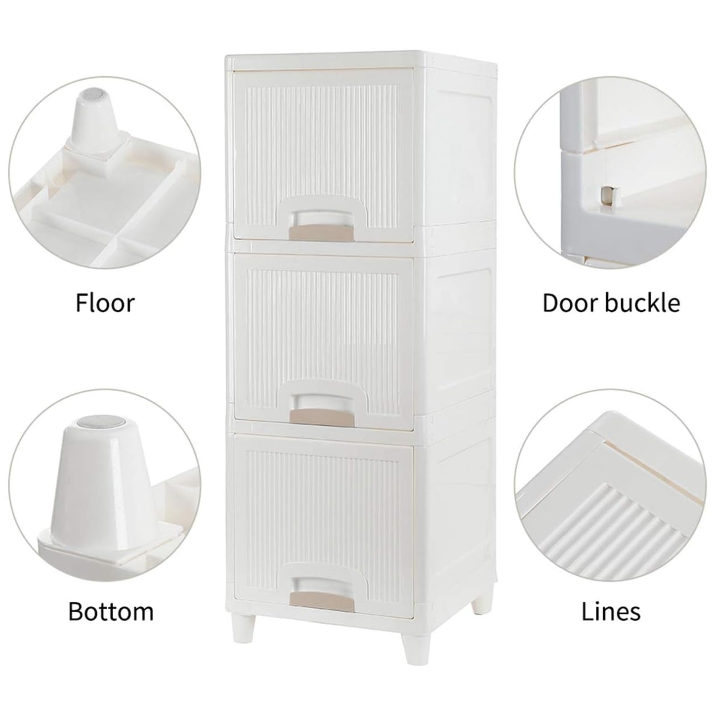 Multipurpose 3-Layer Storage Cabinet – Foldable Plastic Drawer Unit for Kitchen, Bathroom & Bedroom