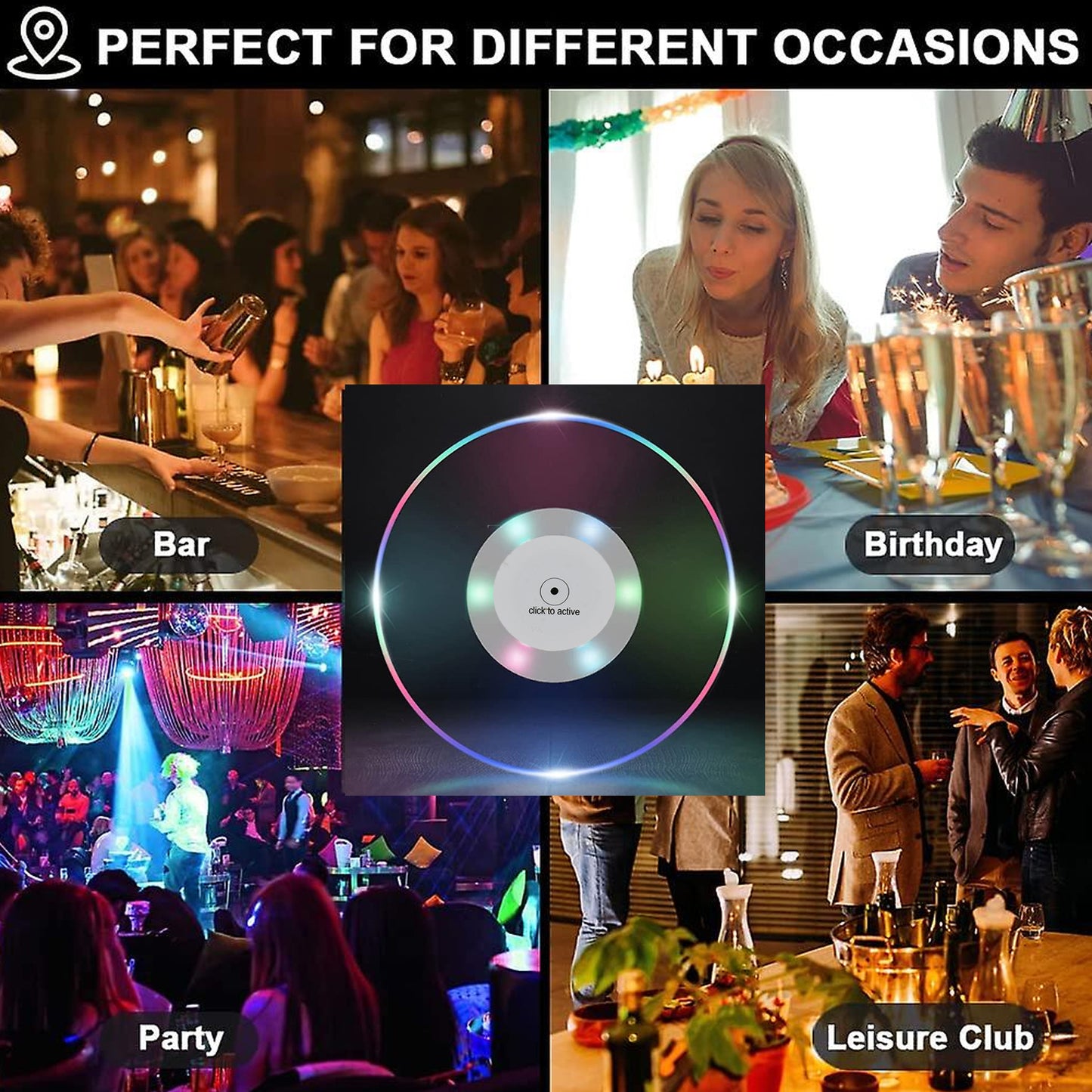Colorful LED Cocktail Coaster | Ultra-Thin Light-Up Drink Coaster