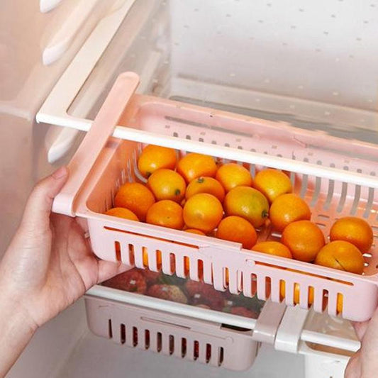 Adjustable Fridge Storage Basket Set – 4-Piece Sliding Racks for Easy Organization