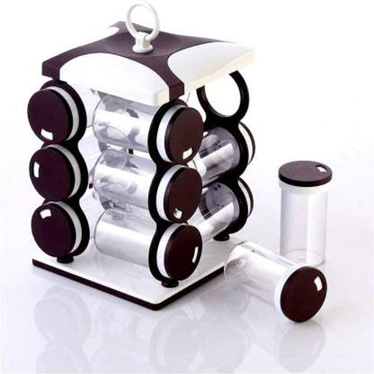 12-Piece Spice Jar Set – Food-Grade Plastic Spice Containers with Brown Box