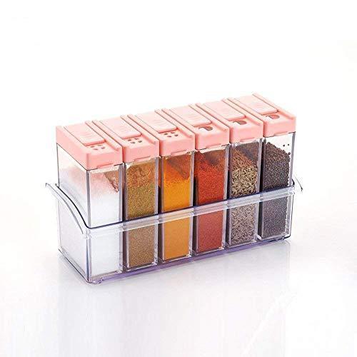 6-Piece Plastic Spice Jars Set – Multicolour, 14x22x8cm for Convenient Storage