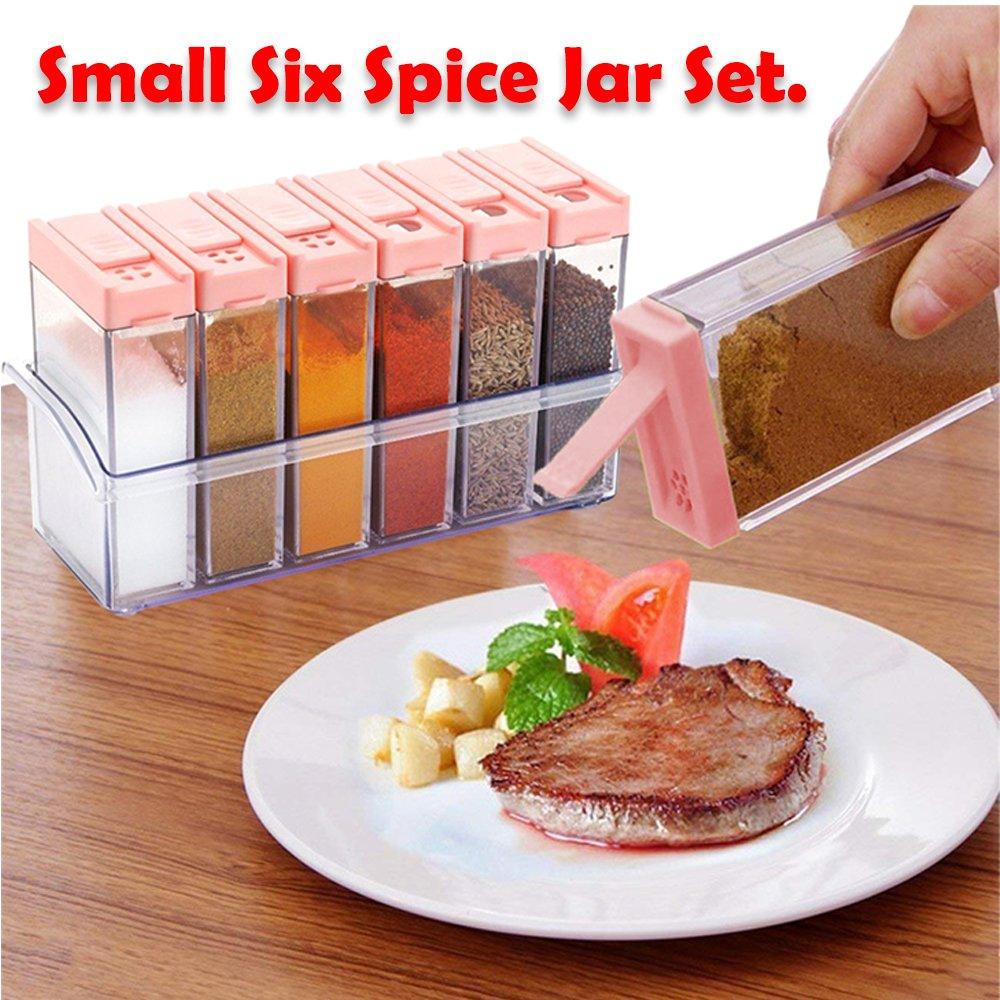 6-Piece Plastic Spice Jars Set – Multicolour, 14x22x8cm for Convenient Storage