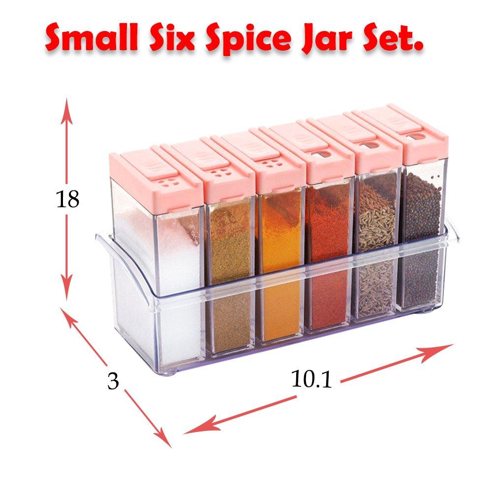 6-Piece Plastic Spice Jars Set – Multicolour, 14x22x8cm for Convenient Storage