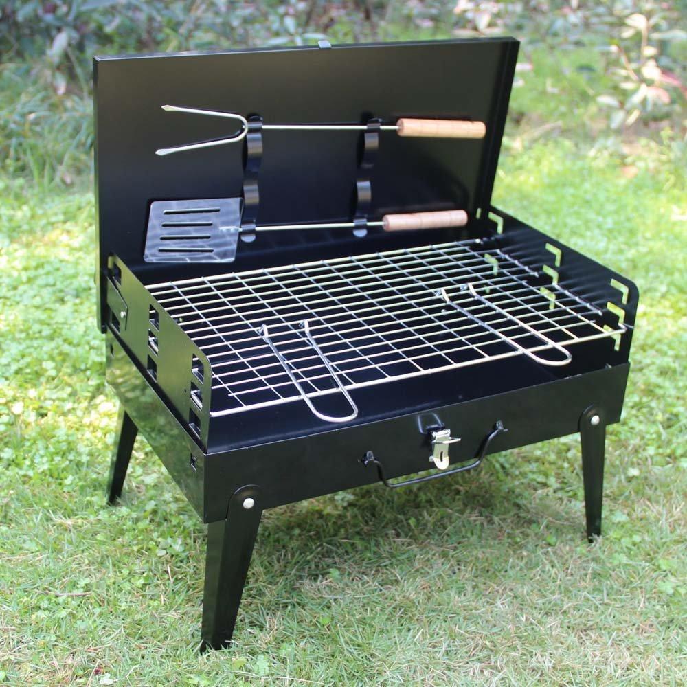 125 Stainless Steel Briefcase Style Barbecue Grill Toaster (Medium Black) - Chestore
